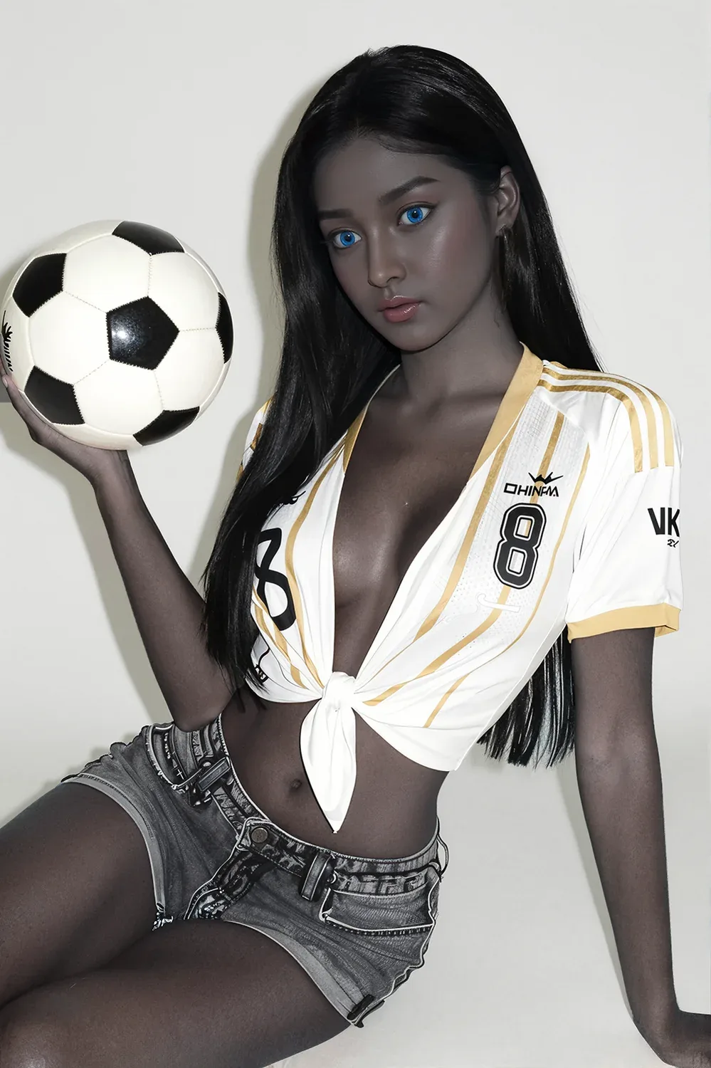 SY Doll | 157cm/5ft2 Small Breasts Alluring Black Skin Soccer Beauty R view 4